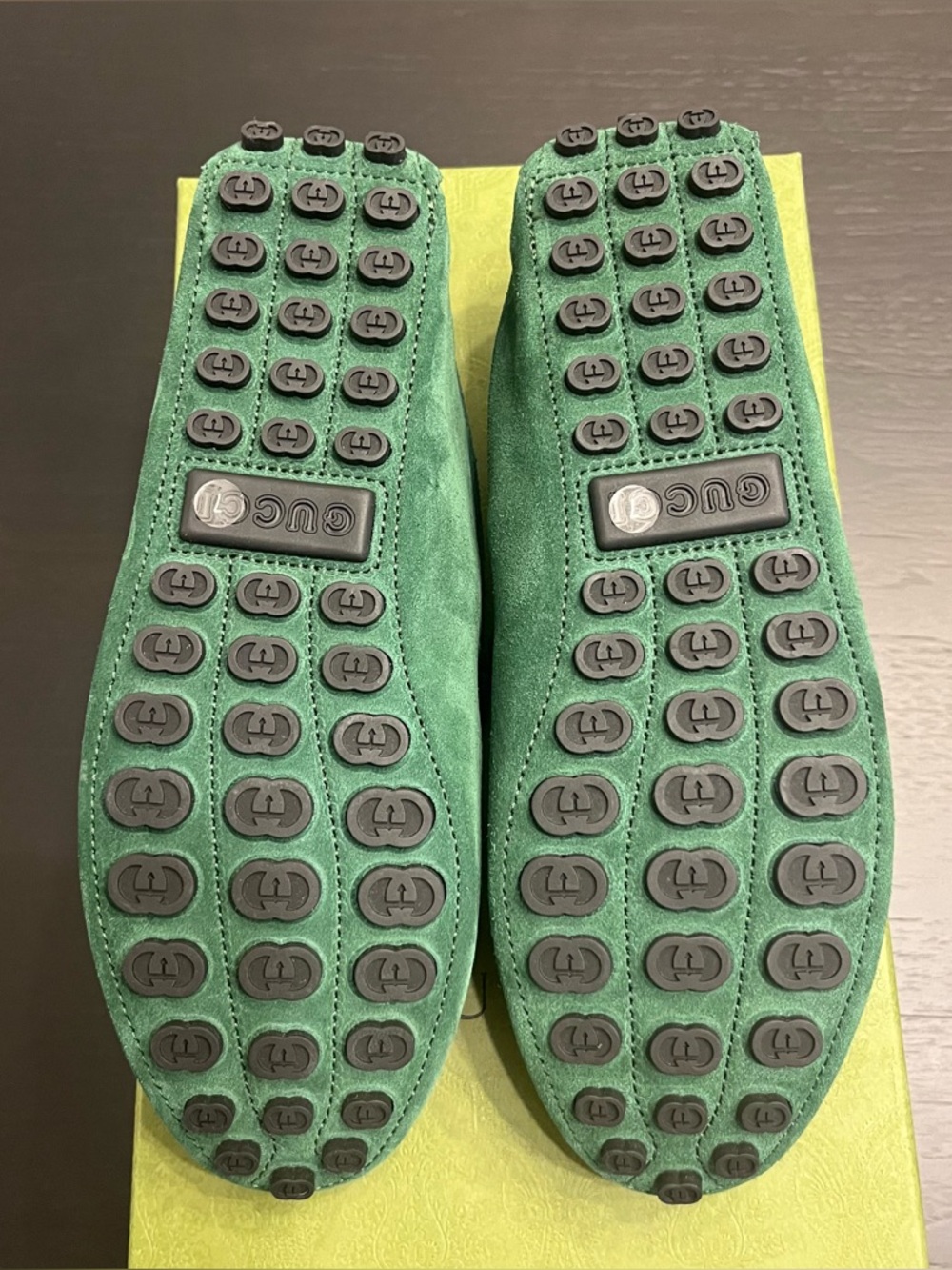 NEW Men’s Gucci Emerald Green Suede Horsebit Driver Loafers M7.5/8 & W9.5-10 - Picture 6 of 8